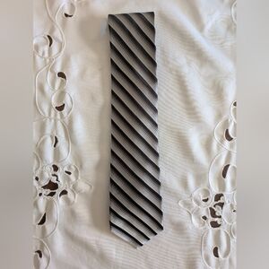 Ted Baker - Classic Striped Black and Gray Men's Tie - 100% Silk